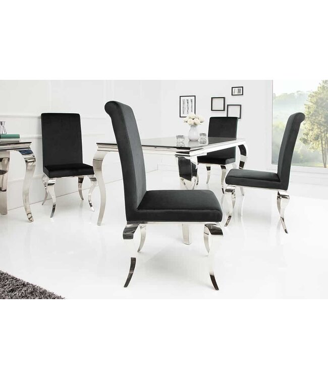 Invicta Interior Elegante stoel MODERN BAROK zwart fluwelen stoelpoten van roestvrij staal - 36546