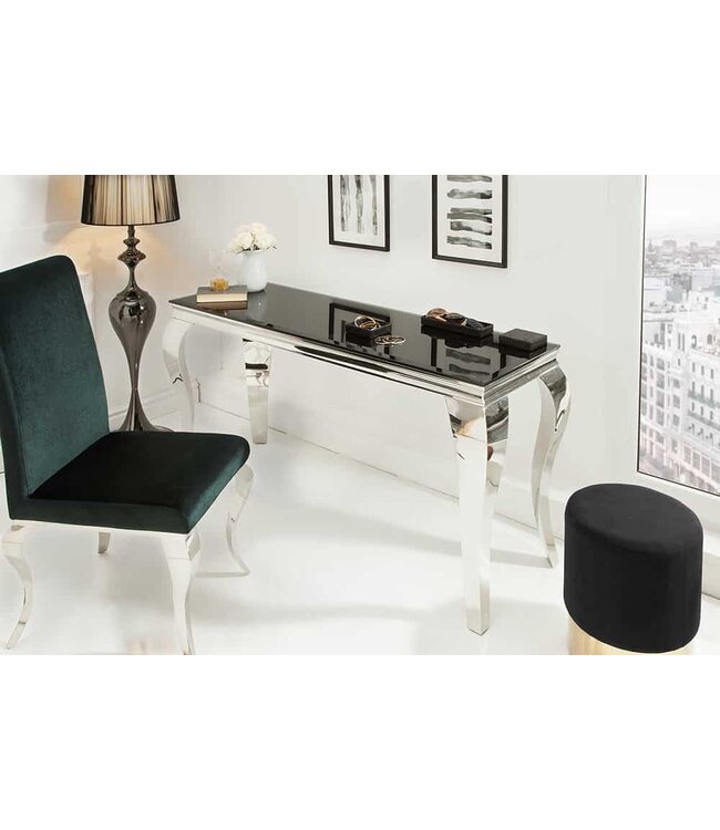 Invicta Interior Elegante consoletafel MODERN BAROQUE 145cm zwart opaalglas roestvrijstalen poten - 36545