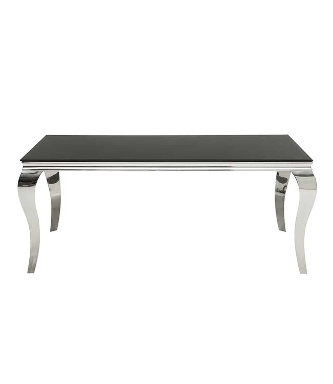 Invicta Interior Elegante design eettafel MODERN BAROK 180cm zwart roestvrijstalen opaalglas tafelblad - 36544