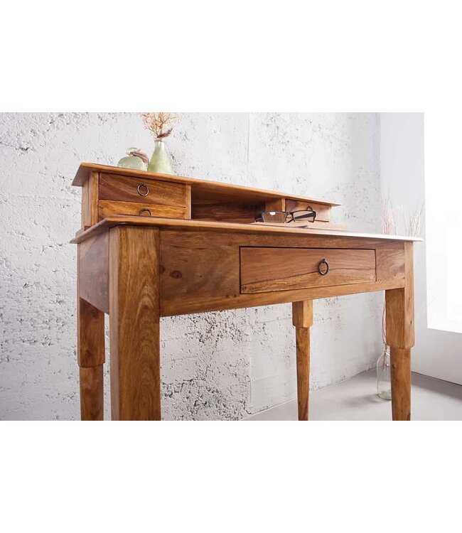 Invicta Interior Design secretaire HEMINGWAY M 90cm Sheesham massief houten bureau - 36340