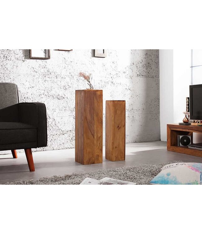 Invicta Interior Design decoratieve zuilenset van 3 MAKASSAR 80cm Sheesham Stone afwerking handgemaakt - 36339