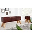 Invicta Interior Retro bank TURNBOCK 120cm met echt leren bekleding mangohouten bank - 36269