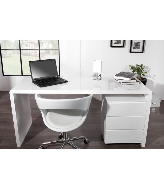 Invicta Interior Design bureau FAST TRADE 160cm wit hoogglans computertafel - 36025