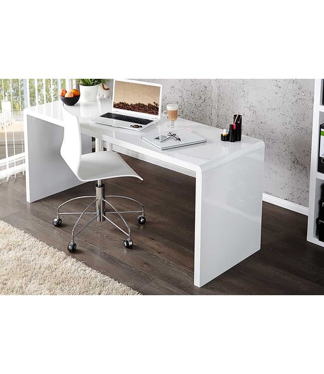 Invicta Interior Design bureau FAST TRADE 140cm witte hoogglans bureautafel - 36024