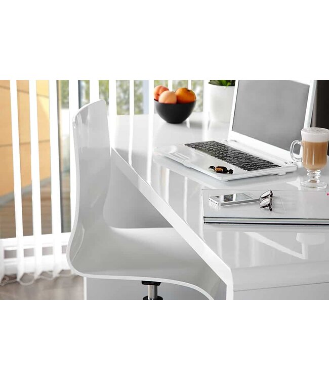 Invicta Interior Design bureau FAST TRADE 140cm witte hoogglans bureautafel - 36024