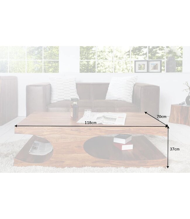 Invicta Interior Elegante salontafel CUBUS 120cm Sheesham palissander massief hout steenafwerking - 35898