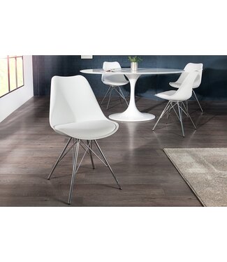 Invicta Interior Retro stoel SCANDINAVIA MEESTERSTUK wit met verchroomd stoelframe - 35784