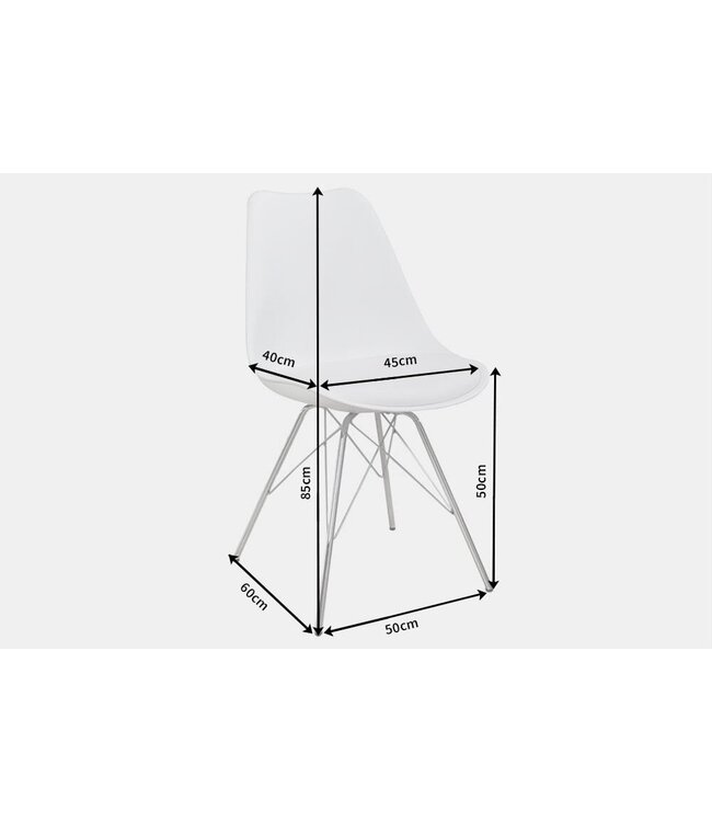 Invicta Interior Retro stoel SCANDINAVIA MEESTERSTUK wit met verchroomd stoelframe - 35784