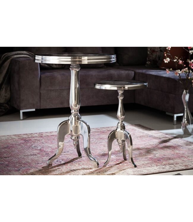 Invicta Interior Elegante bijzettafel SAVOY 55cm zilver gepolijst statief met rond blad - 35735