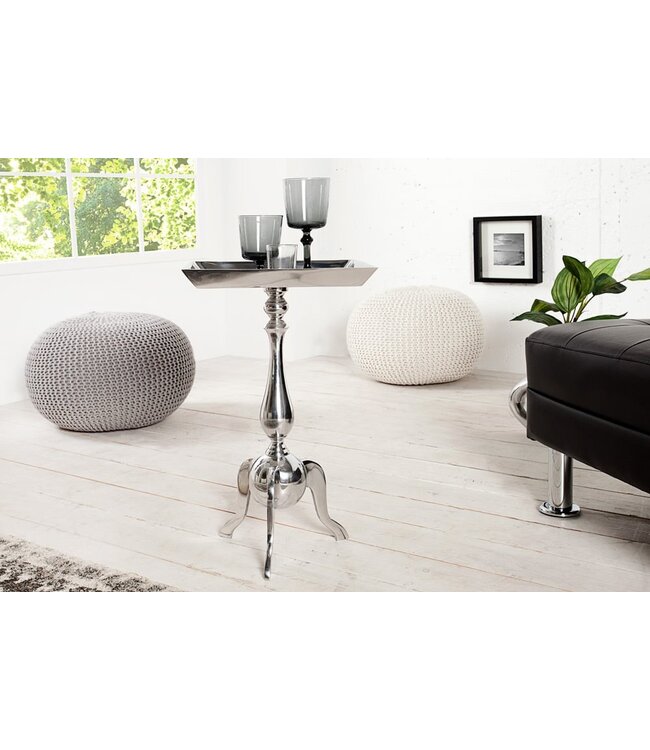 Invicta Interior Filigraan bijzettafel TRAYFUL 55cm zilveren aluminium dienbladtafel - 35725