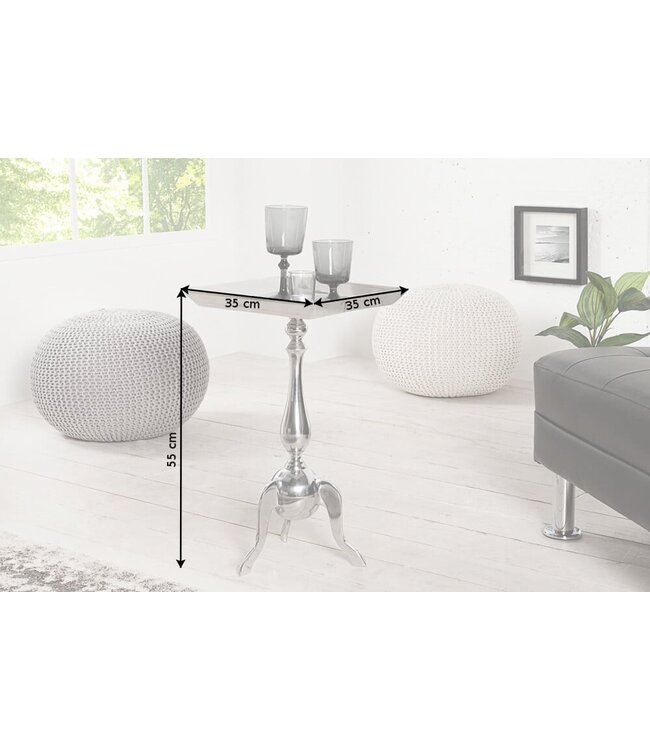 Invicta Interior Filigraan bijzettafel TRAYFUL 55cm zilveren aluminium dienbladtafel - 35725