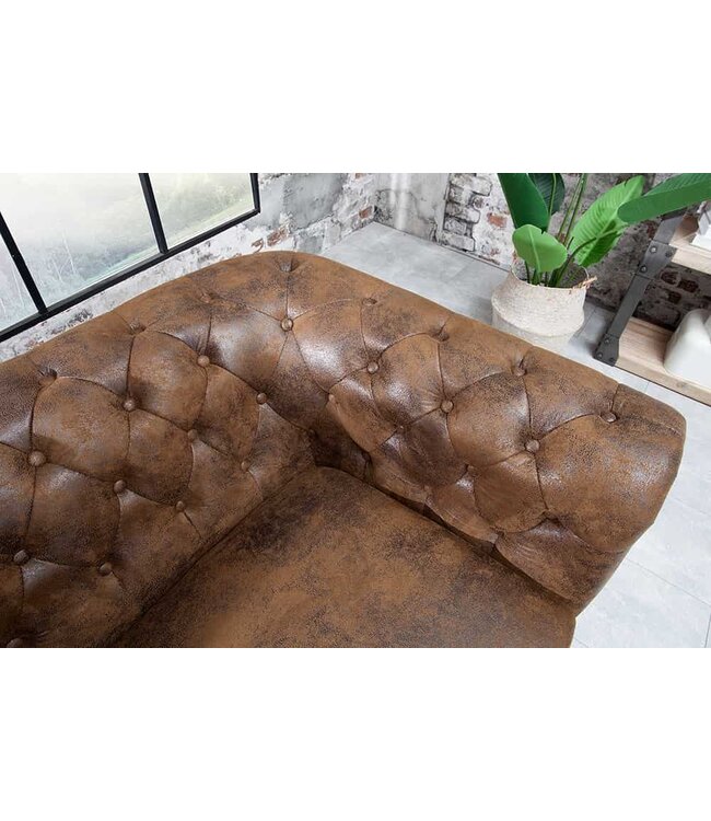 Invicta Interior Chesterfield 2-zitsbank 150cm antiekbruin met knoopstiksel en veerkern - 17109