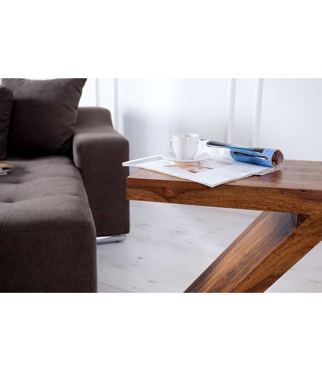 Invicta Interior Massief houten bijzettafel Z 45cm Sheesham steenafwerking Z-vorm unieke korrel - 35087