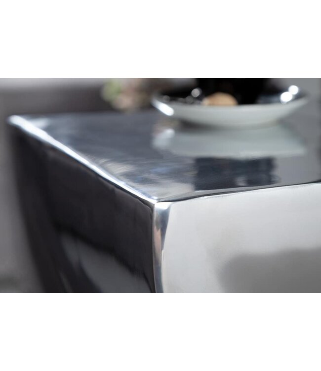 Invicta Interior Sculpturale bijzettafel TWIST 30cm zilver gepolijst aluminium kruk modern design - 30220