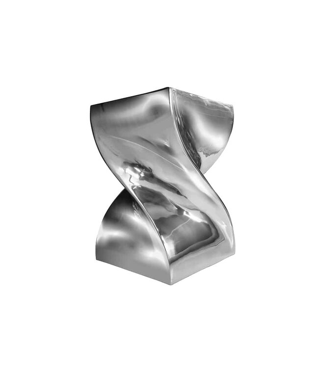Invicta Interior Sculpturale bijzettafel TWIST 30cm zilver gepolijst aluminium kruk modern design - 30220