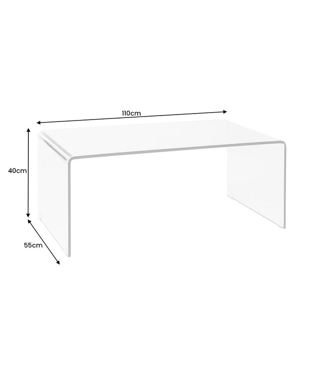 Invicta Interior Extravaganter Glas Couchtisch FANTOME 110cm transparent - 22874