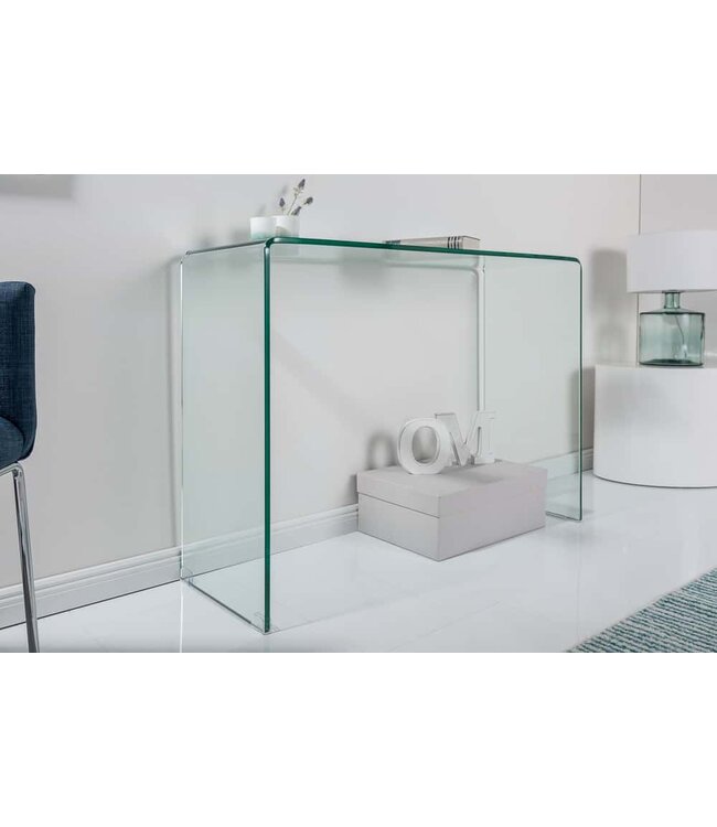 Invicta Interior Extravagante glazen consoletafel FANTOME 100 cm transparant bureau, volledig glazen tafel - 22866