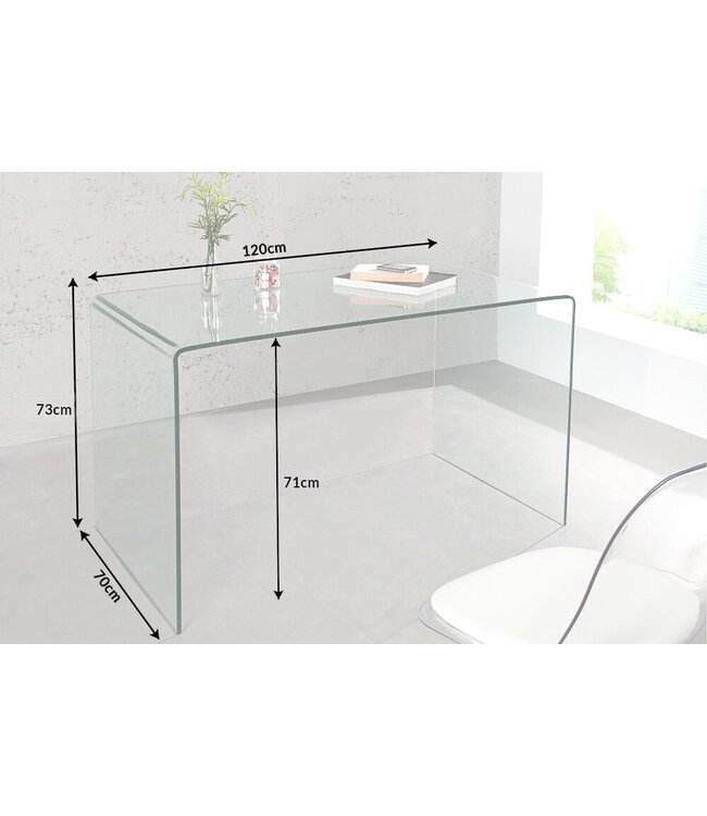 Invicta Interior Extravagante glazen eettafel FANTOME 120cm transparant bureau volledig glazen tafel - 22862