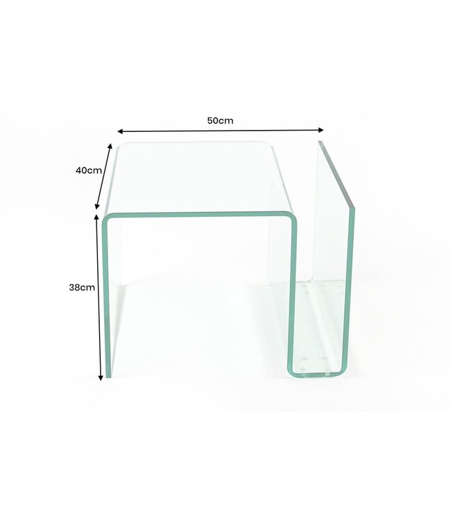 Invicta Interior Extravagante glazen salontafel FANTOME 50cm bijzettafel met opbergvak voor tijdschriften transparant - 22860