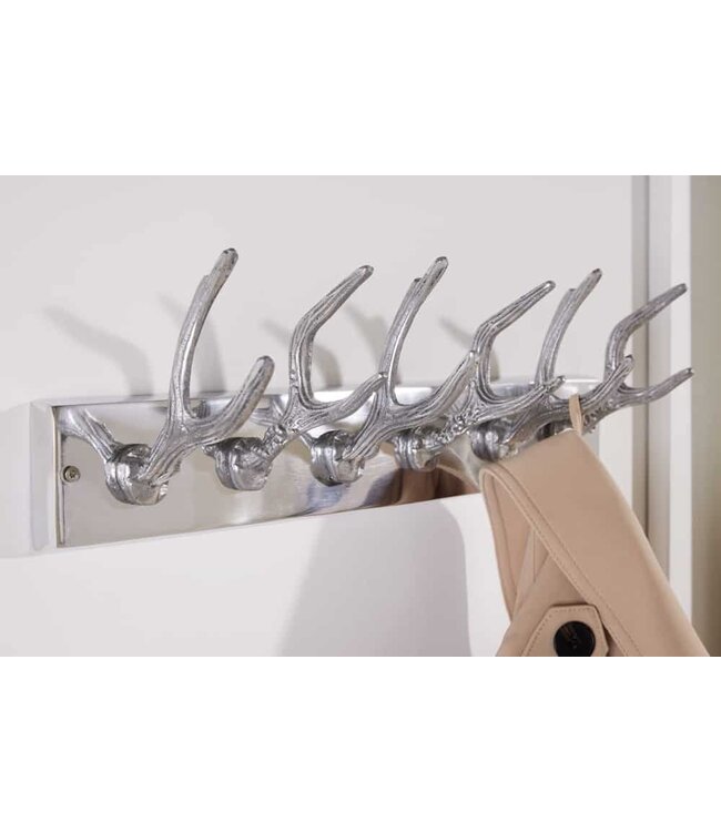 Invicta Interior Decoratieve wandkapstok DEER 50cm zilver gepolijst aluminium hertengewei kapstokhaak - 22529