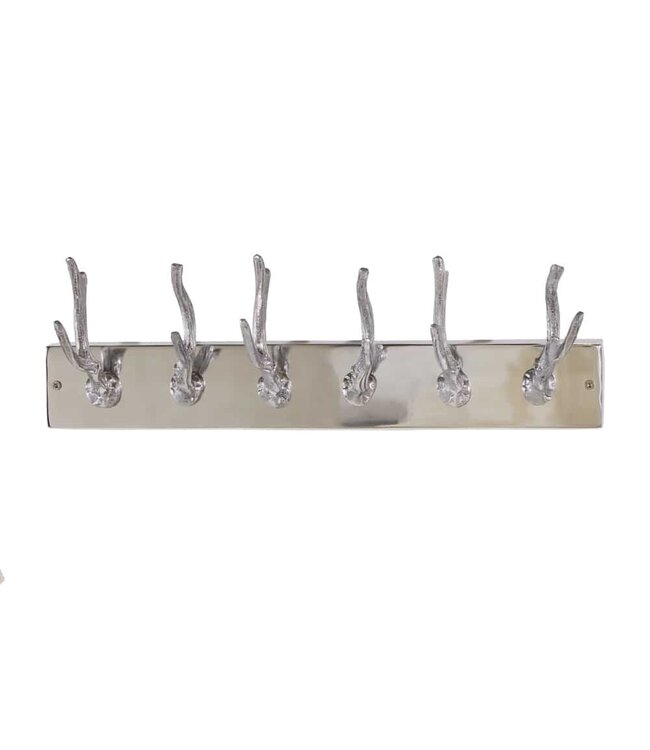 Invicta Interior Decoratieve wandkapstok DEER 50cm zilver gepolijst aluminium hertengewei kapstokhaak - 22529