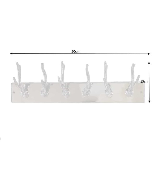 Invicta Interior Decoratieve wandkapstok DEER 50cm zilver gepolijst aluminium hertengewei kapstokhaak - 22529