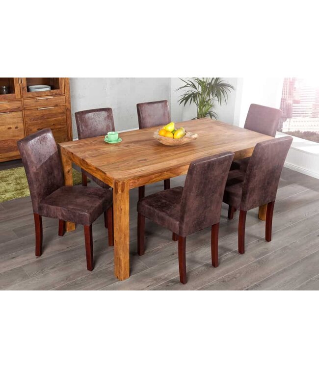 Invicta Interior Edele koloniale stoel GENUA sigaarbruin vintage look grenen massief houten poten - 22207