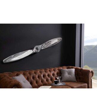 Invicta Interior Authentieke wanddecoratie SCREW II 110cm zilveren vliegtuigpropeller - 21705