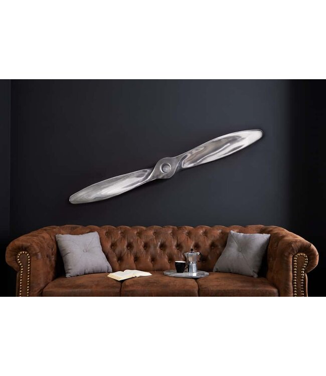 Invicta Interior Authentieke wanddecoratie SCREW II 110cm zilveren vliegtuigpropeller - 21705