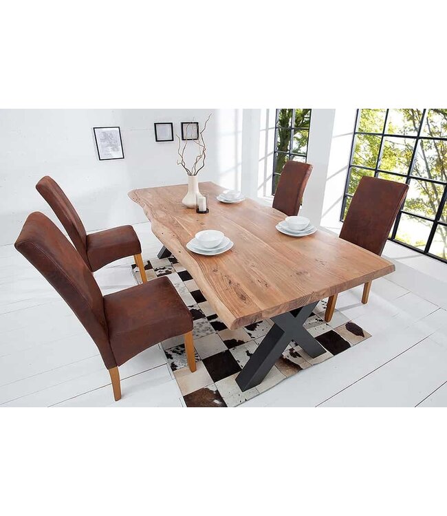 Invicta Interior Edele stoel CASA vintage bruine massief houten poten in koloniale stijl - 21133