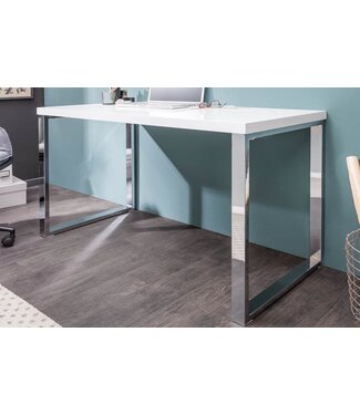 Invicta Interior Modern bureau WHITE DESK 120cm witte hoogglans bureautafel - 20999