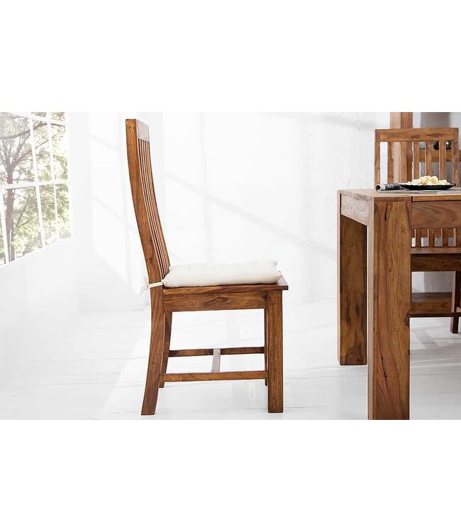 Invicta Interior Massieve stoel MAKASSAR Sheesham houten stoel met hoge rugleuning uniek graan - 17763