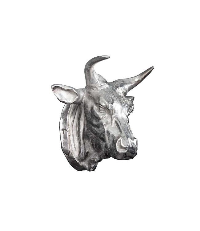 Invicta Interior Extravagante wanddecoratie van een stierenkop TORERO 65cm zilveren decoratieve schedel - 17372