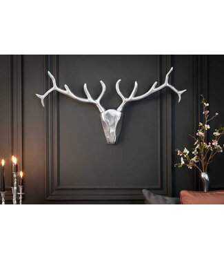 Invicta Interior Moderne wanddecoratie VEADO 98cm zilveren hertengewei - 12582