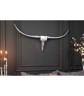 Invicta Interior Modern design wanddecoratie BULL L 100cm zilver aluminium stierenkop - 8913