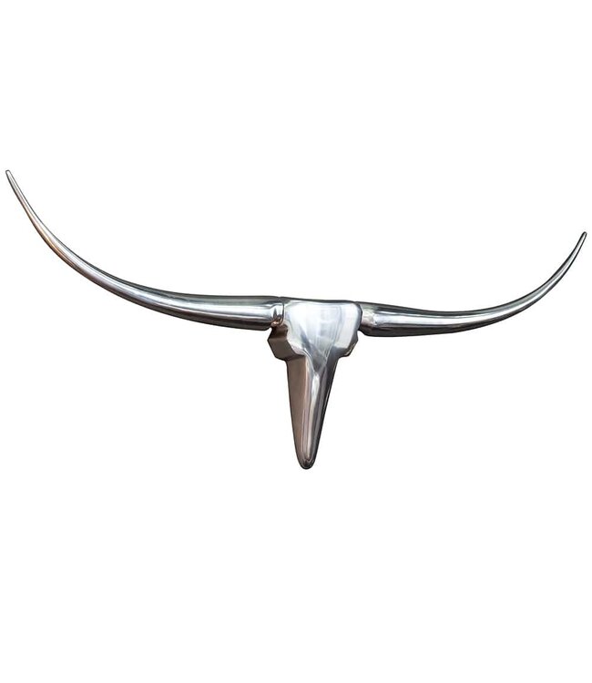 Invicta Interior Modern design wanddecoratie BULL L 100cm zilver aluminium stierenkop - 8913