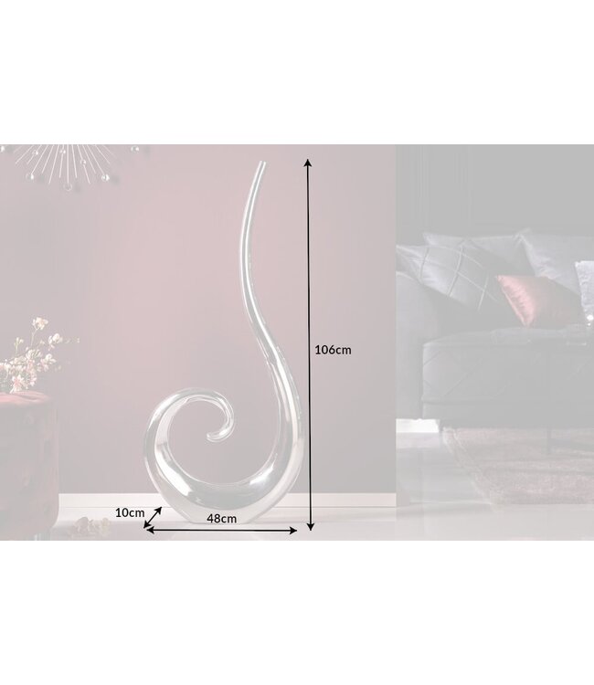 Invicta Interior Moderne vaas WAVE XL 106cm zilver aluminium gepolijst decoratie - 8842