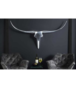 Invicta Interior Modern design wanddecoratie BULL XL 120cm zilver aluminium stierenkop - 8528