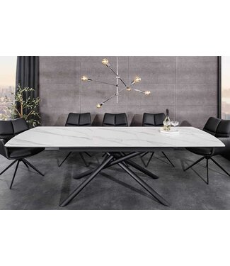 Invicta Interior Uitschuifbare eettafel MIKADO 180-230cm wit keramiek zwart sterrenframe - 46495