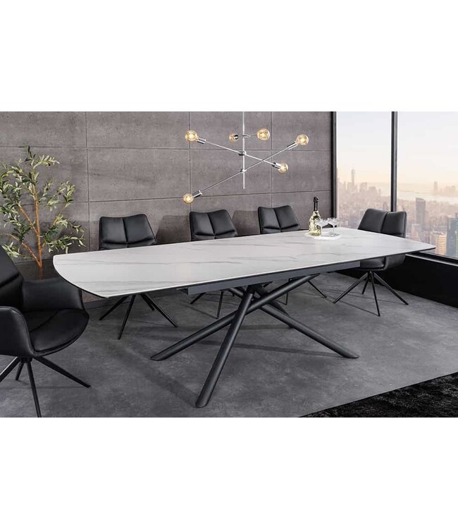 Invicta Interior Uitschuifbare eettafel MIKADO 180-230cm wit keramiek zwart sterrenframe - 46495