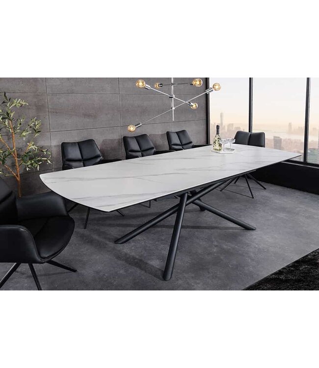 Invicta Interior Uitschuifbare eettafel MIKADO 180-230cm wit keramiek zwart sterrenframe - 46495