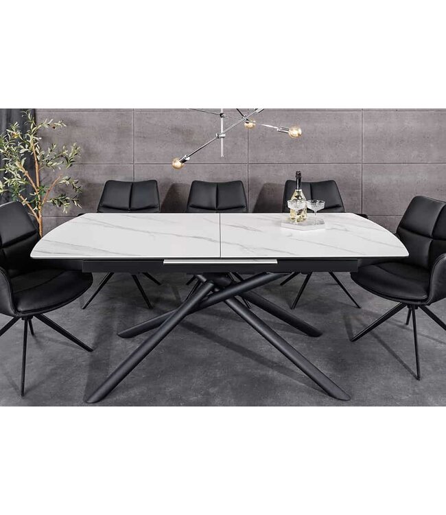 Invicta Interior Uitschuifbare eettafel MIKADO 180-230cm wit keramiek zwart sterrenframe - 46495