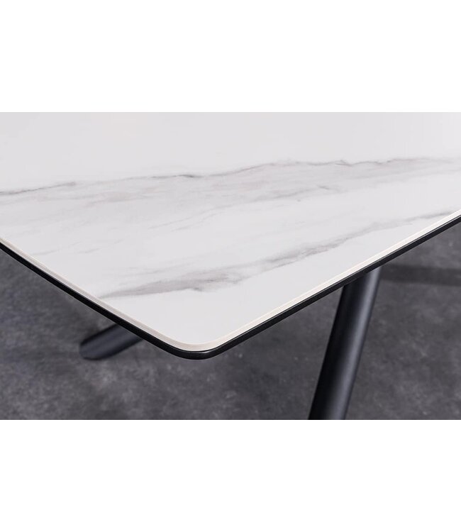 Invicta Interior Uitschuifbare eettafel MIKADO 180-230cm wit keramiek zwart sterrenframe - 46495