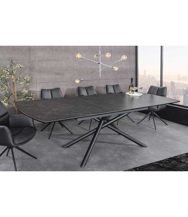 Invicta Interior Uitschuifbare eettafel MIKADO 180-230cm grafiet keramiek zwart ster onderstel - 46496