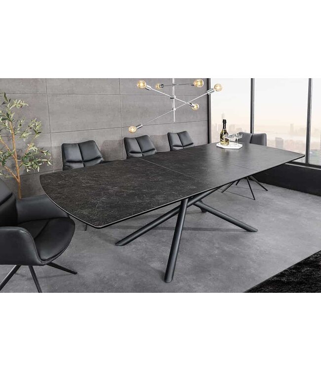 Invicta Interior Uitschuifbare eettafel MIKADO 180-230cm grafiet keramiek zwart ster onderstel - 46496