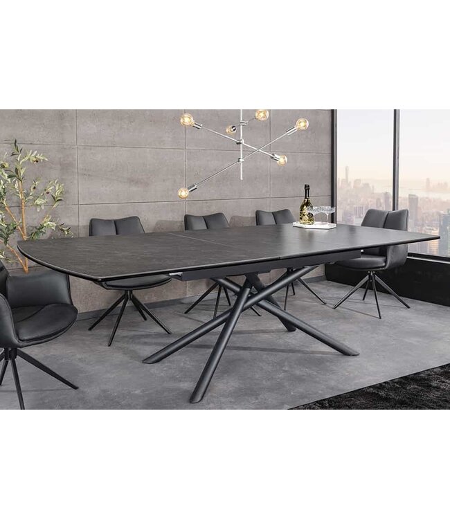 Invicta Interior Uitschuifbare eettafel MIKADO 180-230cm grafiet keramiek zwart ster onderstel - 46496