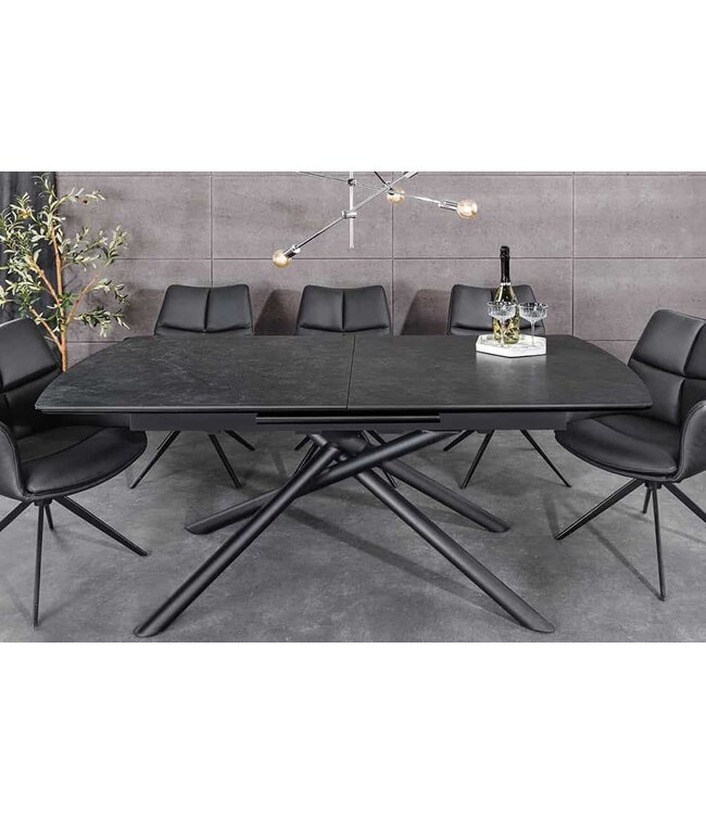 Invicta Interior Uitschuifbare eettafel MIKADO 180-230cm grafiet keramiek zwart ster onderstel - 46496