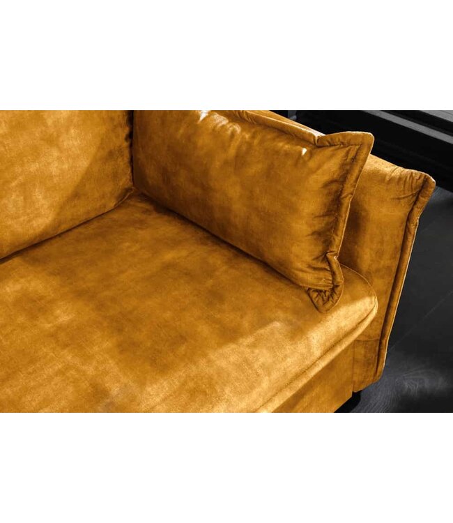 Invicta Interior Design slaapbank APARTMENT 215cm mosterdgeel fluweel 3-zitsbank incl. bedopbergruimte - 47134