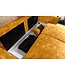 Invicta Interior Design slaapbank APARTMENT 215cm mosterdgeel fluweel 3-zitsbank incl. bedopbergruimte - 47134