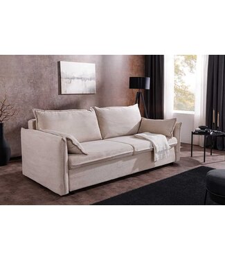 Invicta Interior Design slaapbank APARTMENT 215cm beige corduroy 3-zits bank incl. bedbox kussen - 47132